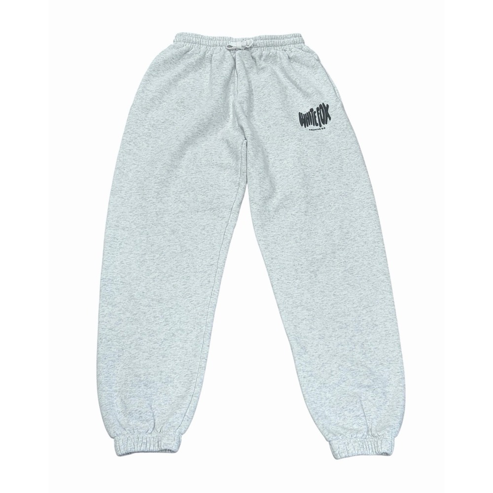 White Fox Archive 6.0 Womens Jogger Sweatpants Drawstring Size Medium Gray‎ Logo